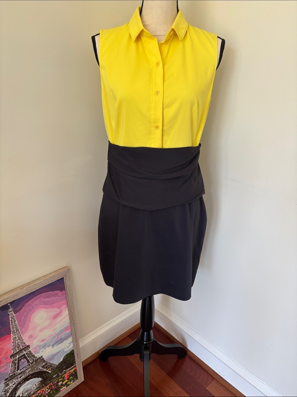 Akris Yellow/Navy Sleeveless dress Size